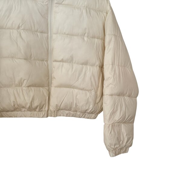 SACRE' Woman's Size Medium Cream Puffer Full Zip Cropped Jacket Outdoors - Picture 8 of 8